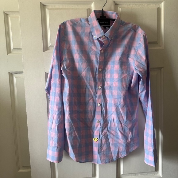 Bonobos - Long Sleeve Button Down - Pink/Blue Check - Size Small - Picture 2 of 6